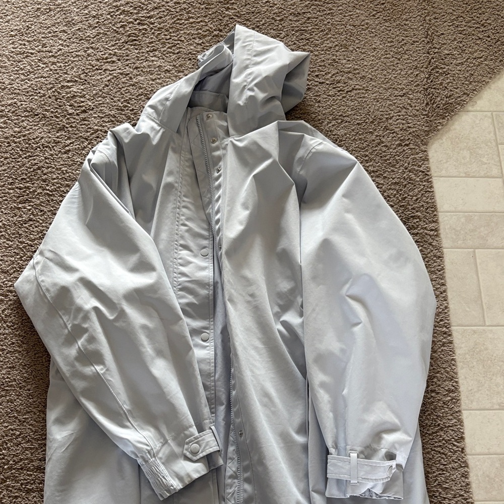 Athleta Women's Light Gray Hooded Trench Coat